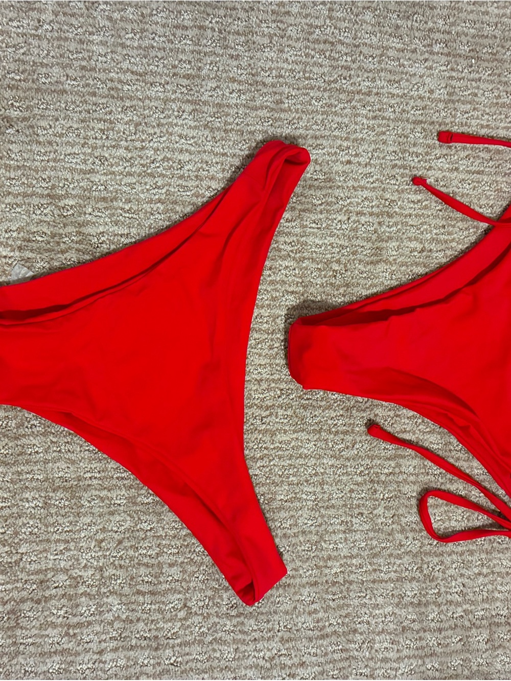 Red Two-Piece Bikini Set - Classic Solid Swimwear